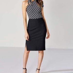 Baily 44 Sang-Froid Pinstripe Dk Navy Ponte Skirt